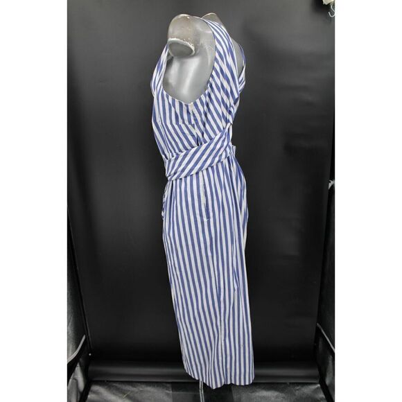 J CREW BLUE/WHITE STRIPED CAPRI ROMPER PLUS SIZE 24 V-NECK SLEEVELESS - Picture 5 of 10